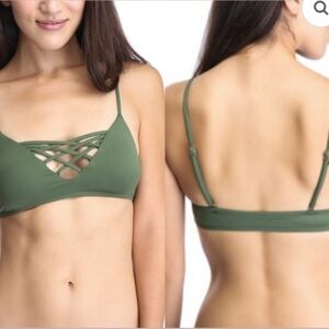 L*Space Jaime Bikini Top Jungle Green Large Basket-weave